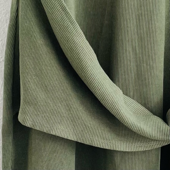 Aerie Tie Front Tank Dress Size XL Green Ribbed NWT - Picture 5 of 13